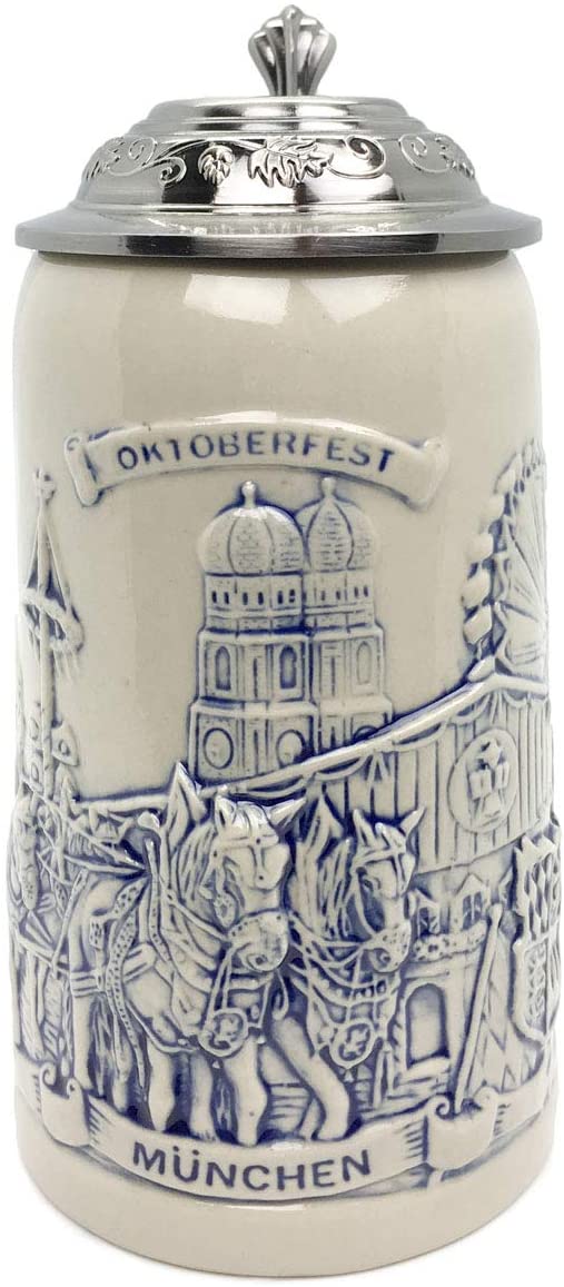 Stein: Munich Oktoberfest Scene w/ Lid