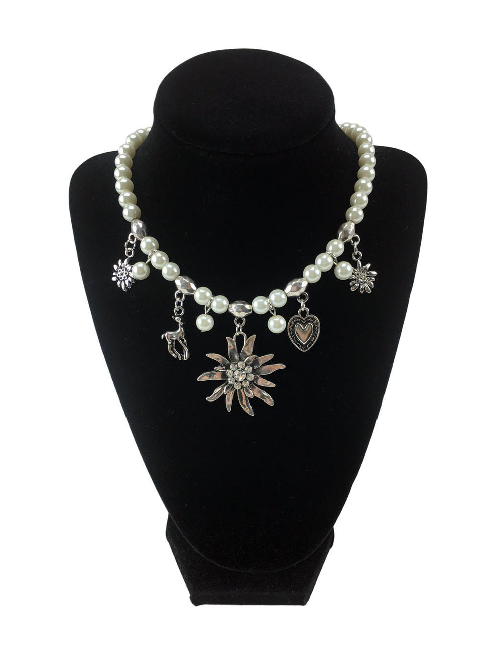 Jewelry: Pearl Edelweiss Necklace w/ Charms